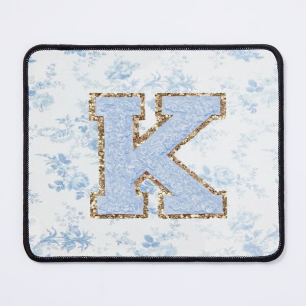 Item preview, Floral blue preppy glitter monogram letter prints K designed and sold by SimplebutSweet.