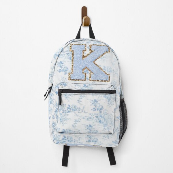 Item preview, Floral blue preppy glitter monogram letter prints K designed and sold by SimplebutSweet.