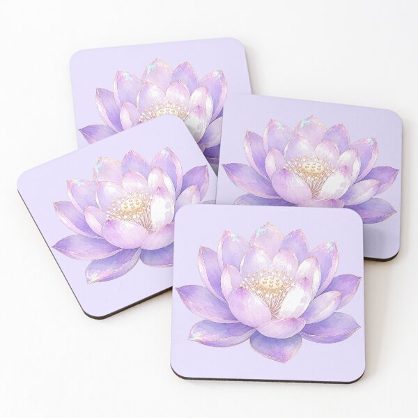 Item preview, Korean Lavender Lotus Watercolor Gold Line Art designed and sold by lita-lilith.