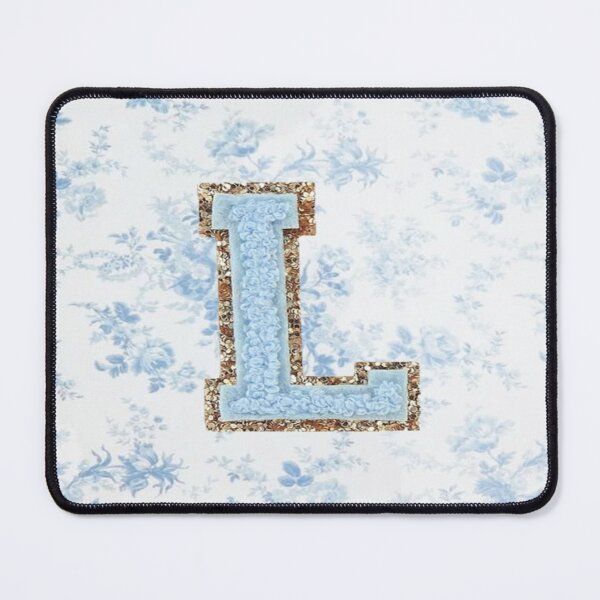 Item preview, Floral blue preppy glitter monogram letter prints L designed and sold by SimplebutSweet.