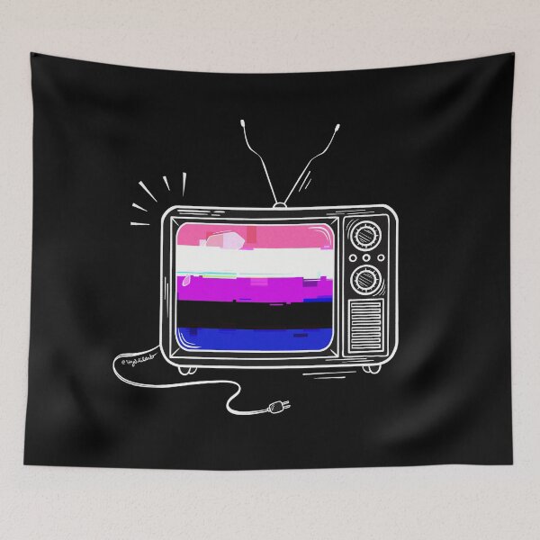 Item preview, Pride Flag Retro TV - Genderfluid designed and sold by heysoleilart.