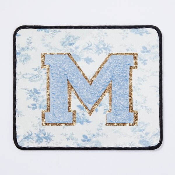 Item preview, Floral blue preppy glitter monogram letter prints M designed and sold by SimplebutSweet.
