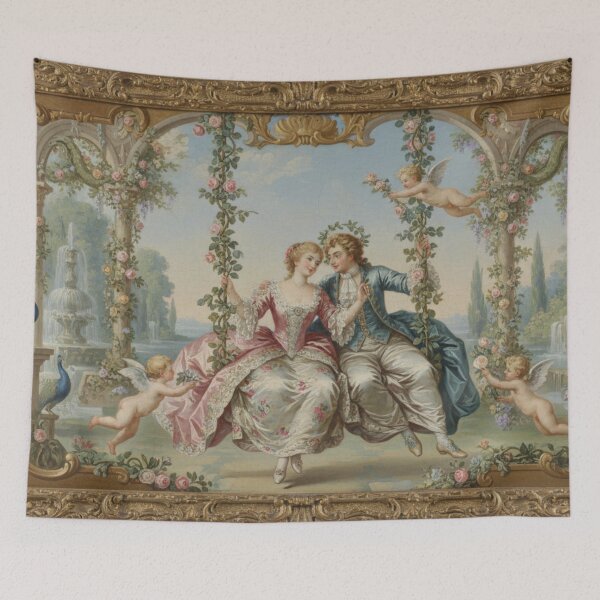 Item preview, Romantic Couple on Swing in Ornate Garden designed and sold by maplesoulkiller.