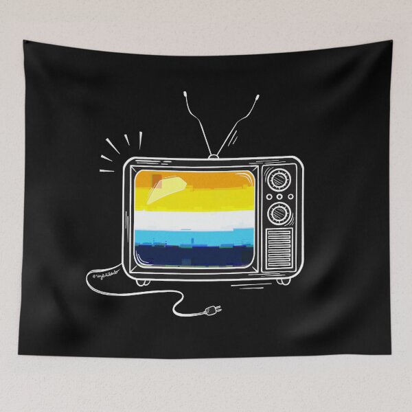 Item preview, Pride Flag Retro TV - Aroace designed and sold by heysoleilart.