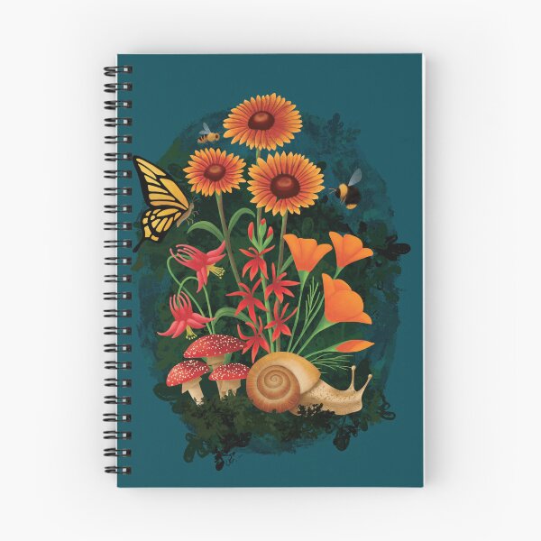 Item preview, Wildflowers, Red and Orange, with Snail and Mushrooms designed and sold by K. Reinholds Design.