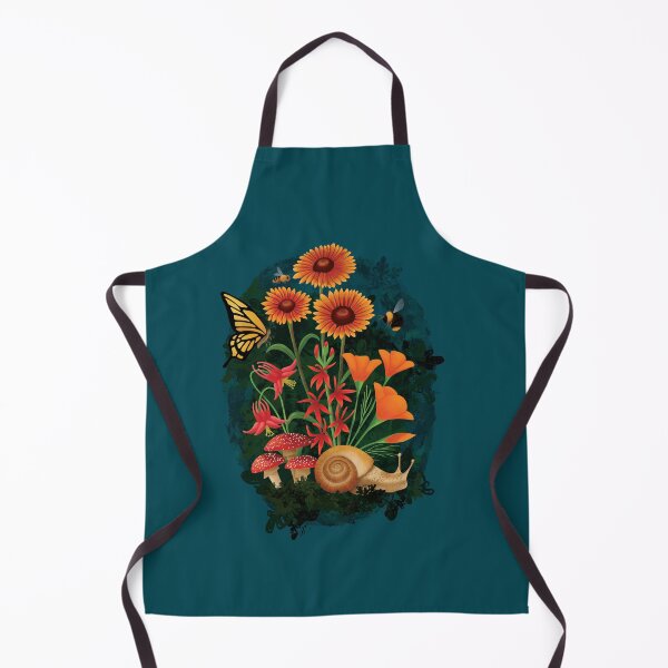 Item preview, Wildflowers, Red and Orange, with Snail and Mushrooms designed and sold by K. Reinholds Design.