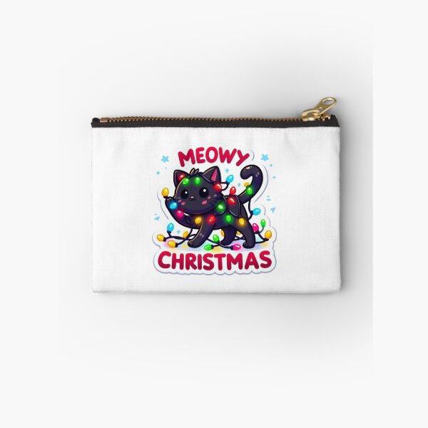 Item preview, Meowy Christmas Black Cat Wrapped in Christmas Lights Cute Holiday Sticker designed and sold by carestazafeli.