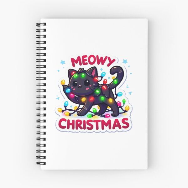 Item preview, Meowy Christmas Black Cat Wrapped in Christmas Lights Cute Holiday Sticker designed and sold by carestazafeli.