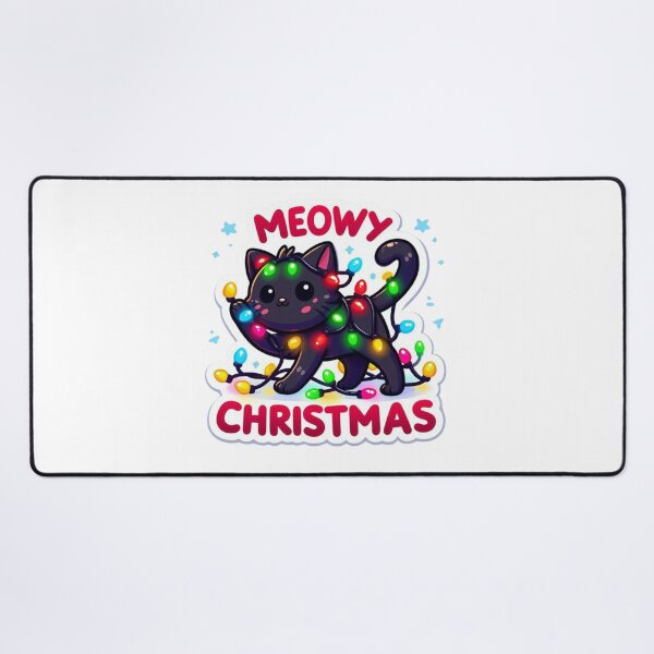 Item preview, Meowy Christmas Black Cat Wrapped in Christmas Lights Cute Holiday Sticker designed and sold by carestazafeli.