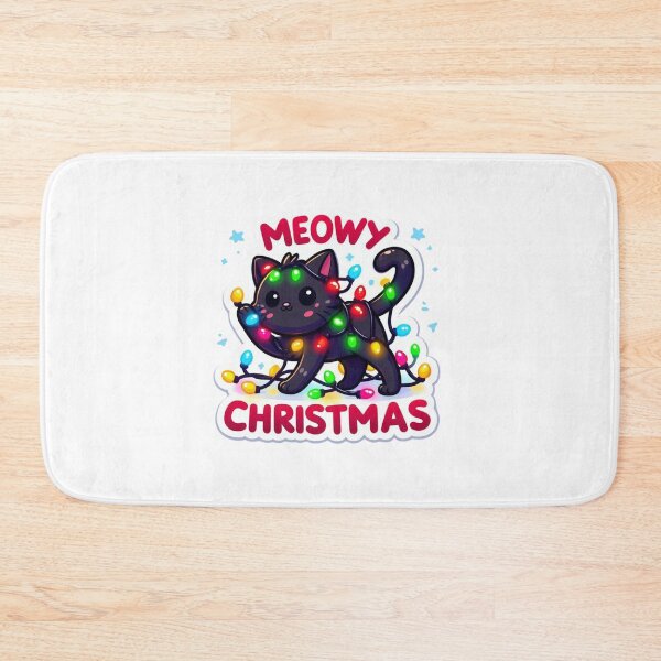 Item preview, Meowy Christmas Black Cat Wrapped in Christmas Lights Cute Holiday Sticker designed and sold by carestazafeli.