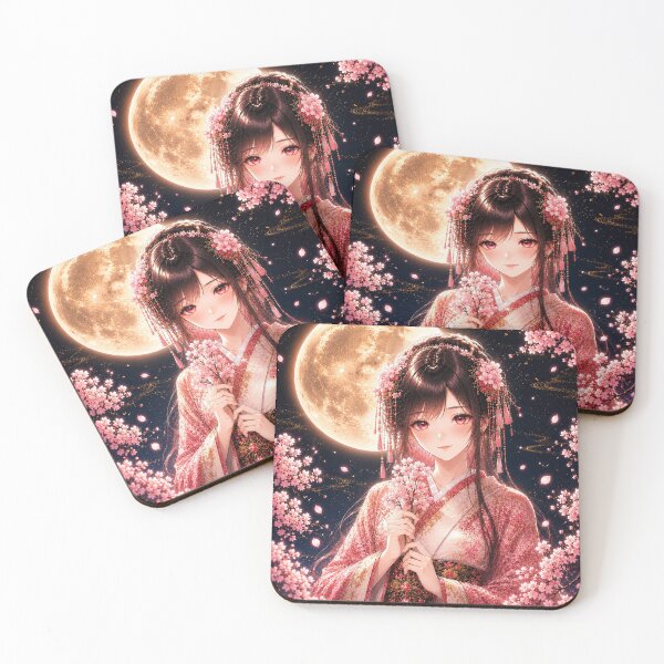 Item preview, Moonlit Sakura Maiden | Japanese Fantasy Art designed and sold by KawaiiLabo.