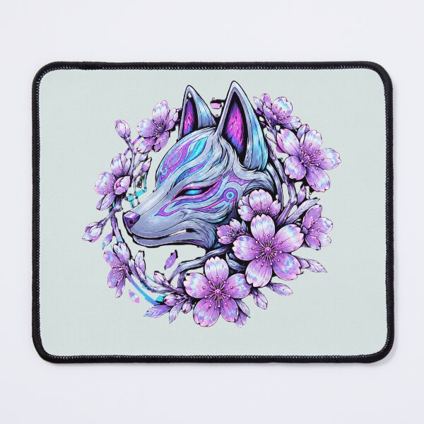 Item preview, Futuristic Wolf Aesthetic Cherry Blossom Art designed and sold by Articulated Vibes.