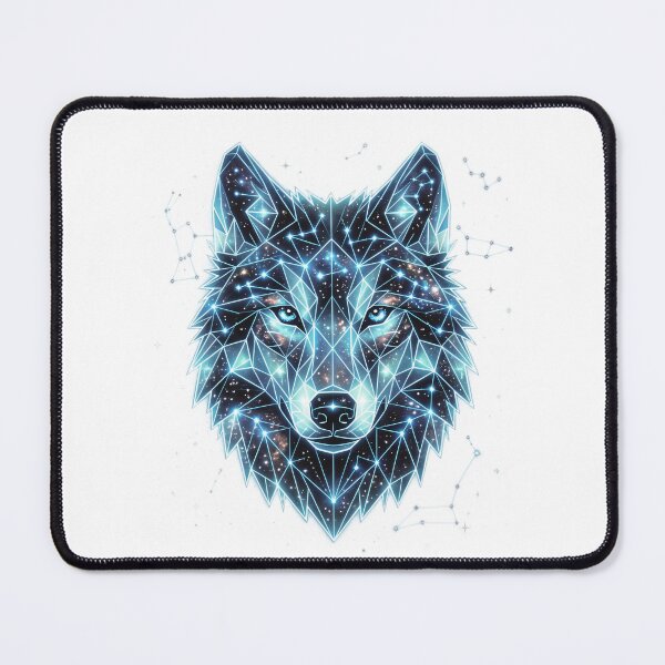 Item preview, Geometric Neon Cosmic Wolf - Galactic Stars designed and sold by Chaoscience.