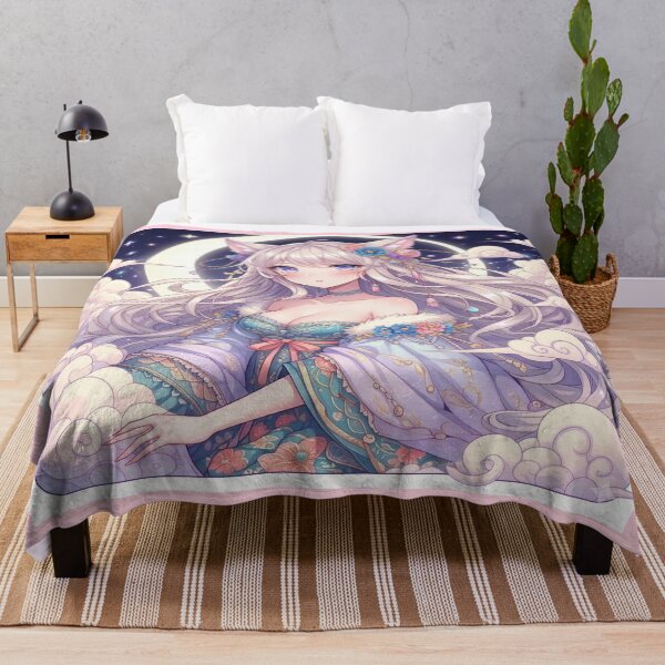Item preview, Moonlight Anime Cat Girl Fantasy Art designed and sold by CozyHavenStudio.