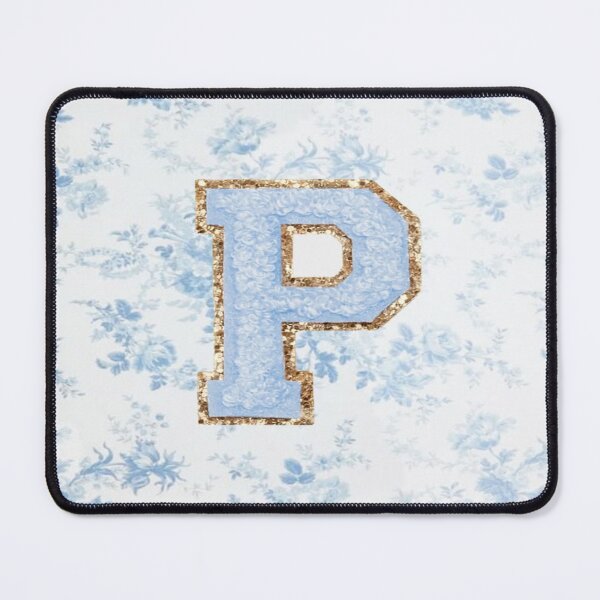 Item preview, Floral blue preppy glitter monogram letter prints P designed and sold by SimplebutSweet.