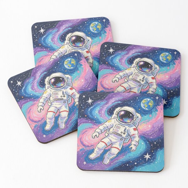 Item preview, Cosmic Float: Astronaut in Vibrant Nebula designed and sold by TeyArtWork.