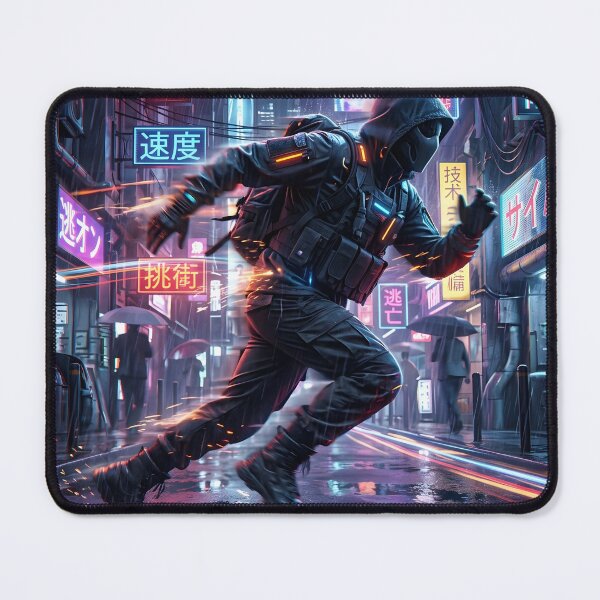 Item preview, Neon Velocity | Cinematic Cyberpunk Street Sprint & Techwear Art designed and sold by OVERRIDESTUDIOS.