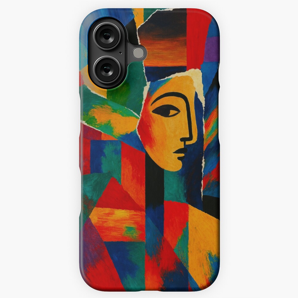 Colorful Cubist Face Abstract Portrait Art on a phone case