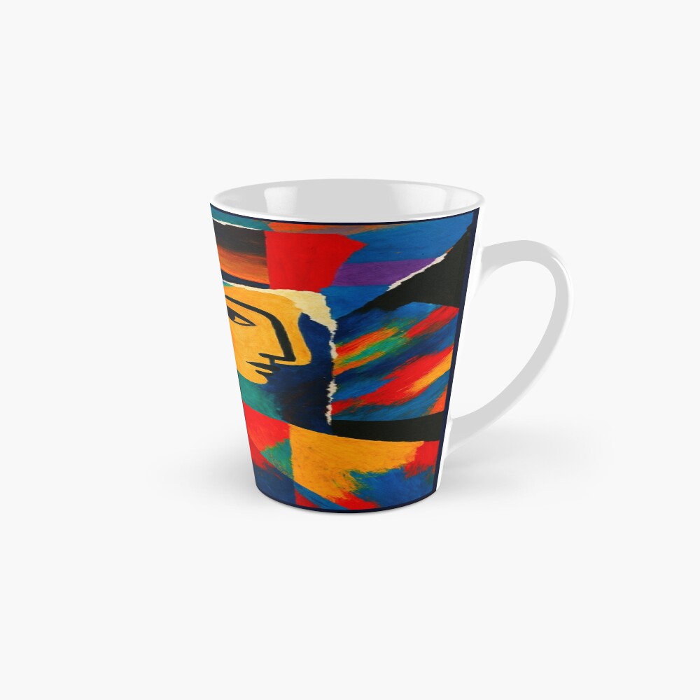 Colorful Cubist Face Abstract Portrait Art on a mug