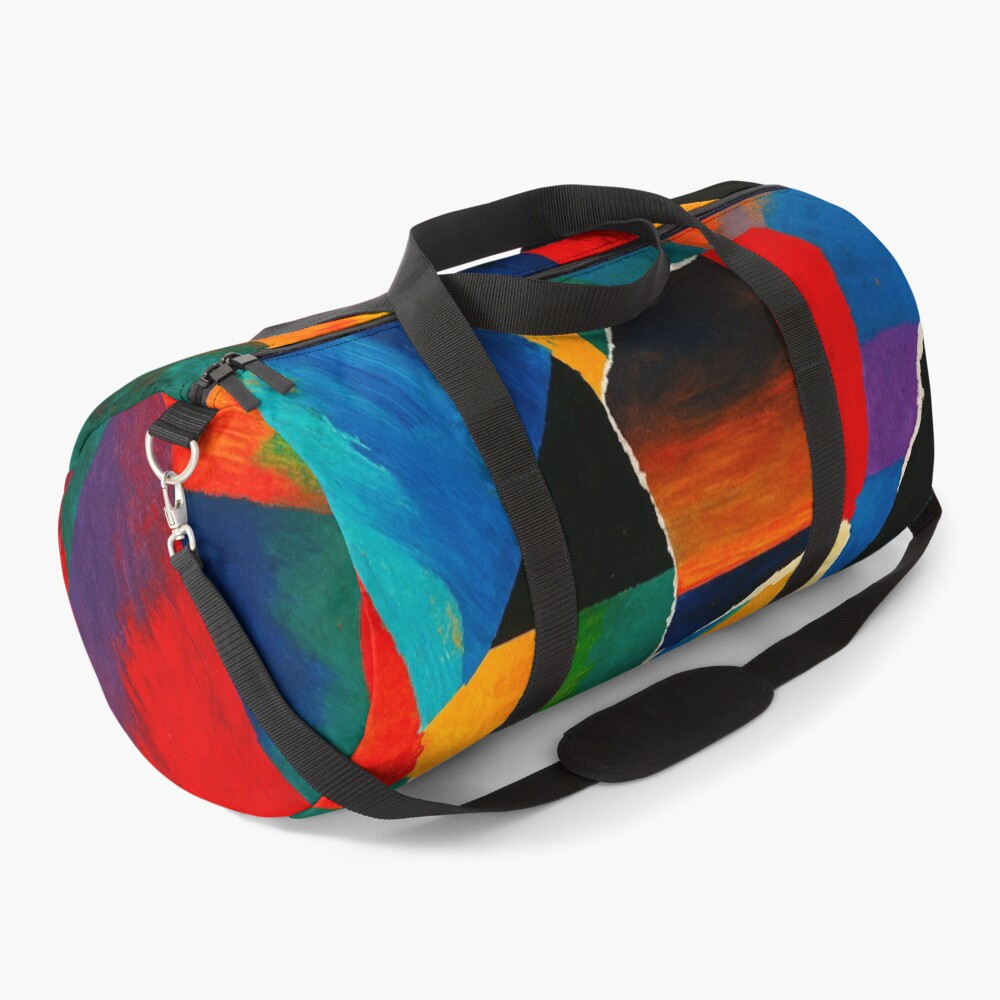 Colorful Cubist Face Abstract Portrait Art on a duffle bag