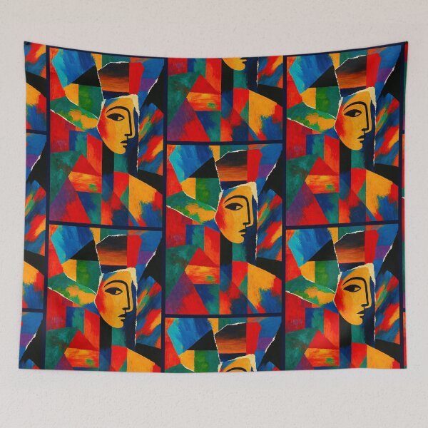 Item preview, Colorful Cubist Face Abstract Portrait Art designed and sold by PlanetEye Designs.