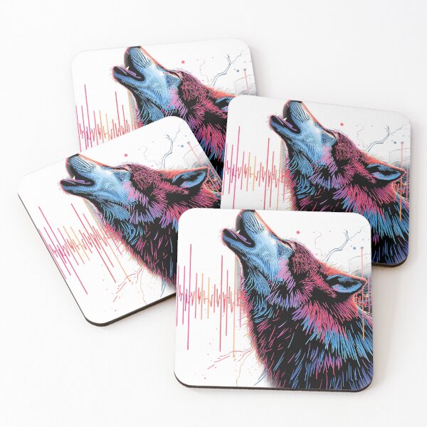 Item preview, Neon Howling Wolf – Cyberpunk Synthwave Wildlife Art designed and sold by KiraChie.