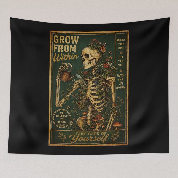 Item preview, Grow From Within Skeleton Garden Self Care Botanical Vintage designed and sold by ferminhays.