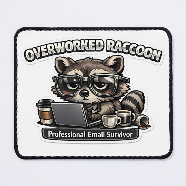 Item preview, Overworked Raccoon Professional Email Survivor designed and sold by TheAngelHeart.