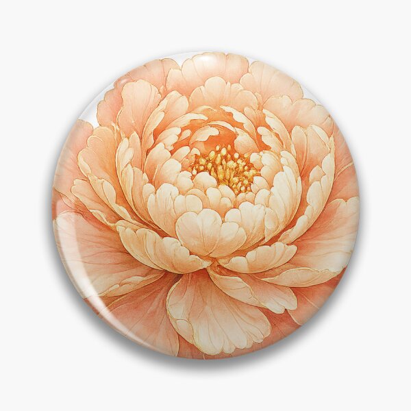 Item preview, Korean Coral Peony Watercolor Gold Line Art designed and sold by lita-lilith.