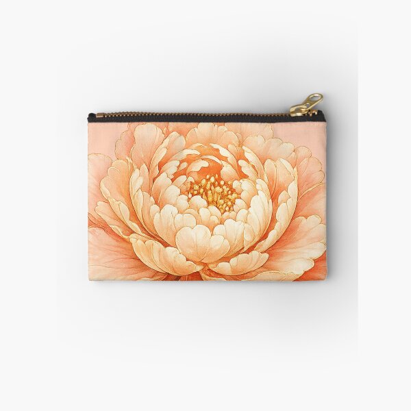 Item preview, Korean Coral Peony Watercolor Gold Line Art designed and sold by lita-lilith.