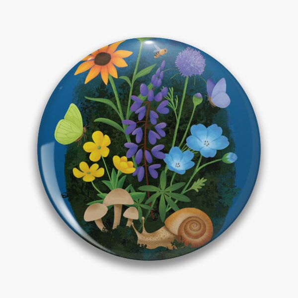 Item preview, Wildflowers, Yellow, Blue and Purple, with Snail and Mushrooms designed and sold by K. Reinholds Design.