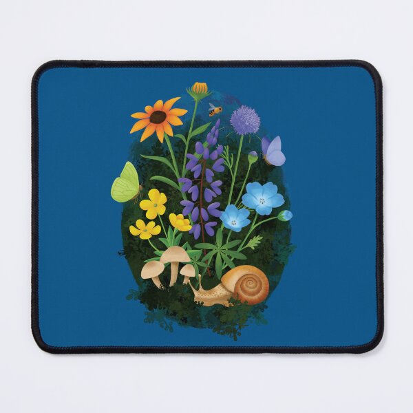 Item preview, Wildflowers, Yellow, Blue and Purple, with Snail and Mushrooms designed and sold by K. Reinholds Design.