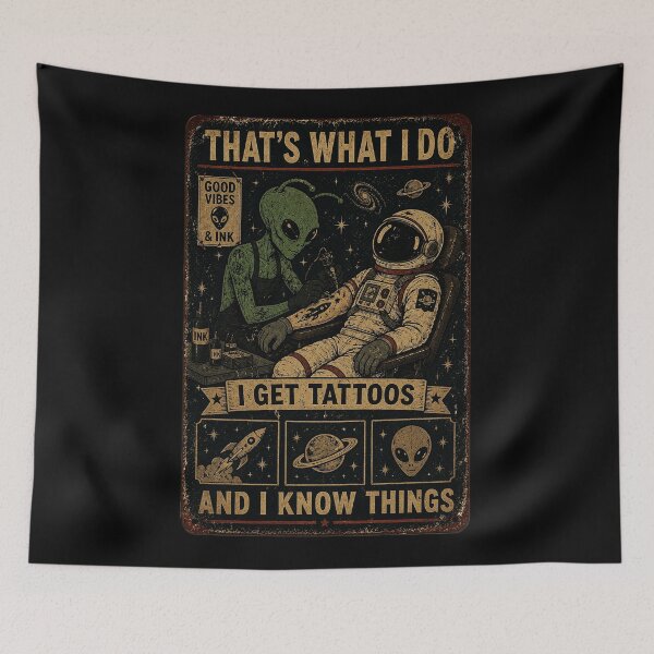 Item preview, Vintage Alien Tattoo Artist and Astronaut Space Humor designed and sold by eliramaison.