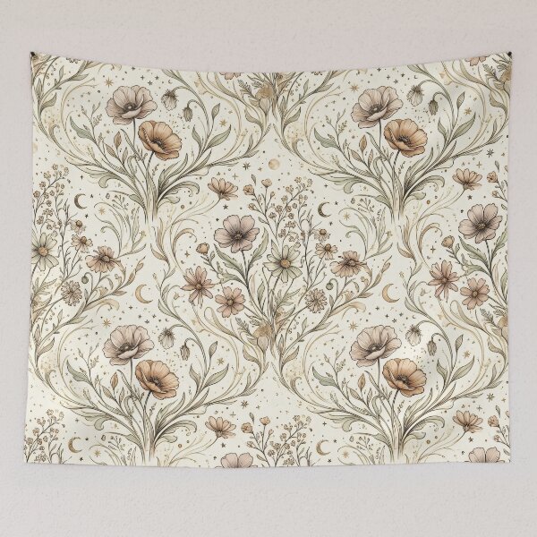 Item preview, Celestial Wildflower Dream – Seamless Boho Botanical Pattern designed and sold by MoonwoodStudio.