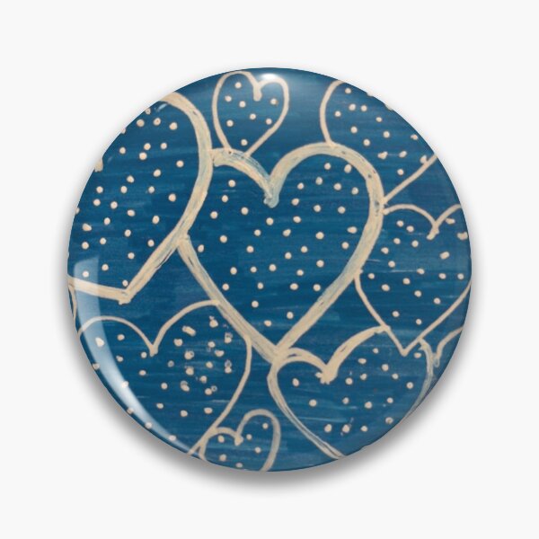 Item preview,  Hearts Full of Stars – Hand-Painted Blue and White Heart Pattern Art designed and sold by M1234s.