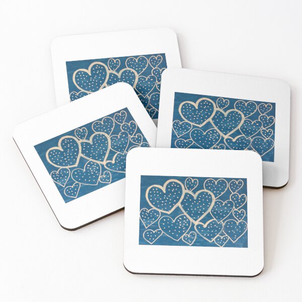 Item preview,  Hearts Full of Stars – Hand-Painted Blue and White Heart Pattern Art designed and sold by M1234s.