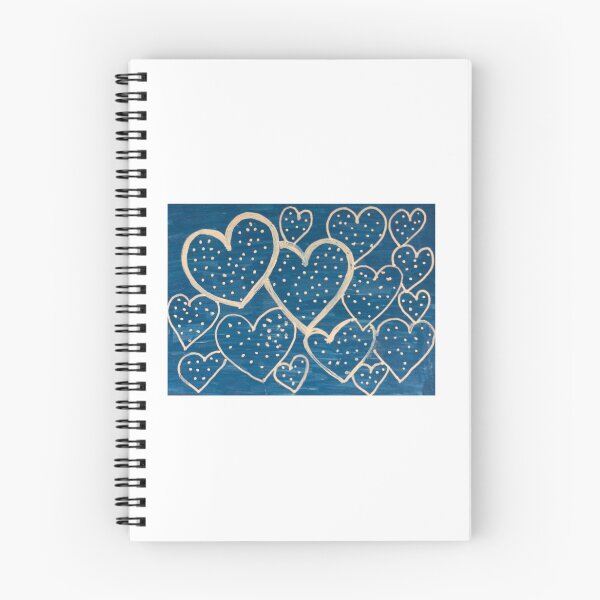 Item preview,  Hearts Full of Stars – Hand-Painted Blue and White Heart Pattern Art designed and sold by M1234s.