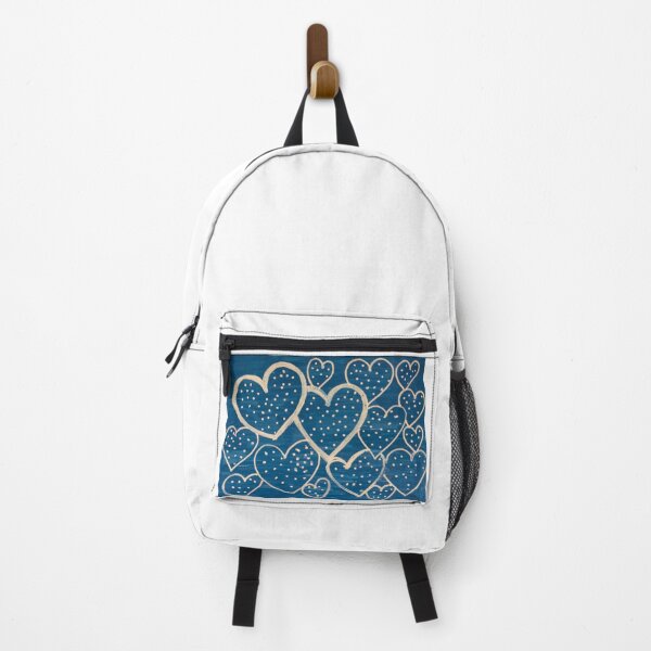 Item preview,  Hearts Full of Stars – Hand-Painted Blue and White Heart Pattern Art designed and sold by M1234s.
