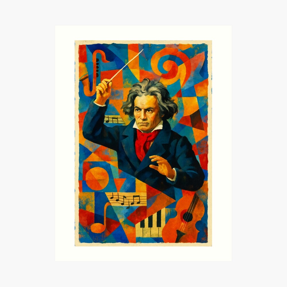 Abstract Classical Composer Music Portrait Art on a art print