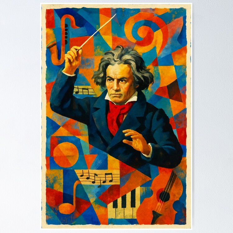 Abstract Classical Composer Music Portrait Art — Poster