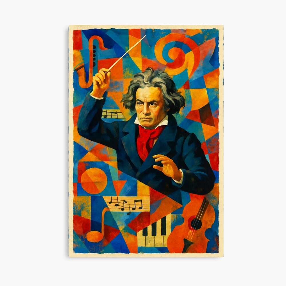 Abstract Classical Composer Music Portrait Art on a canvas print