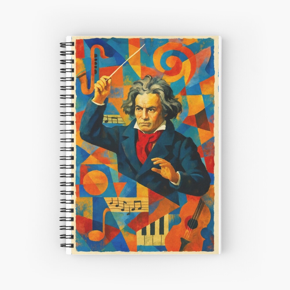 Abstract Classical Composer Music Portrait Art on a spiral notebook