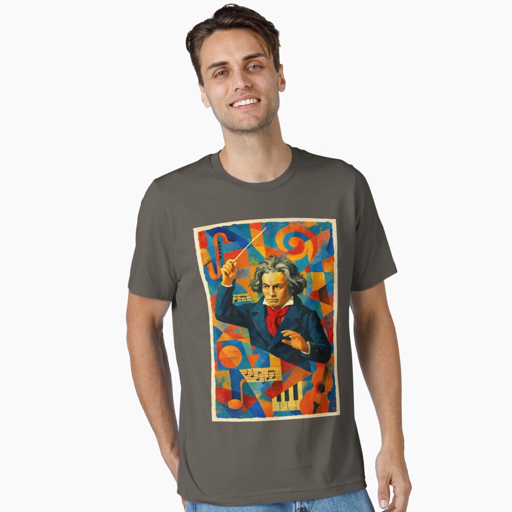 Abstract Classical Composer Music Portrait Art on a essential t-shirt