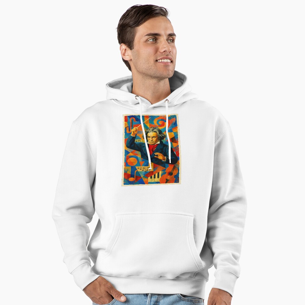 Abstract Classical Composer Music Portrait Art on a hoodie
