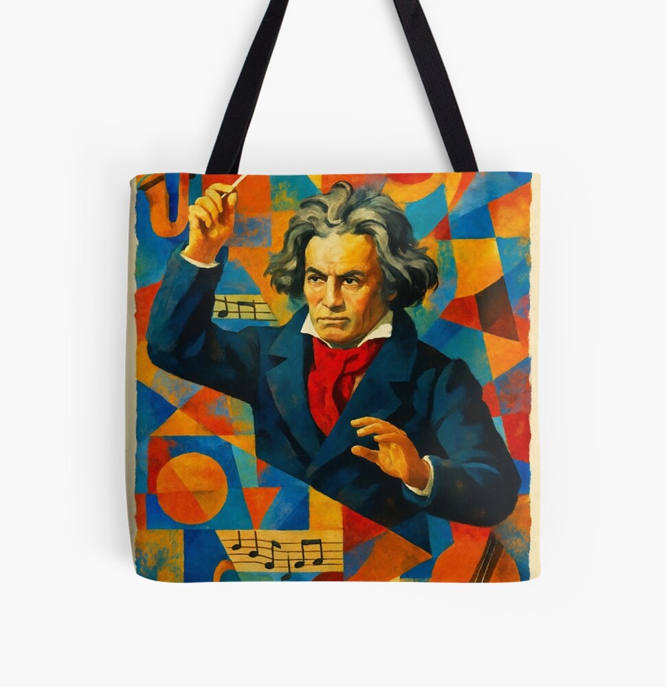 Abstract Classical Composer Music Portrait Art on a tote bag