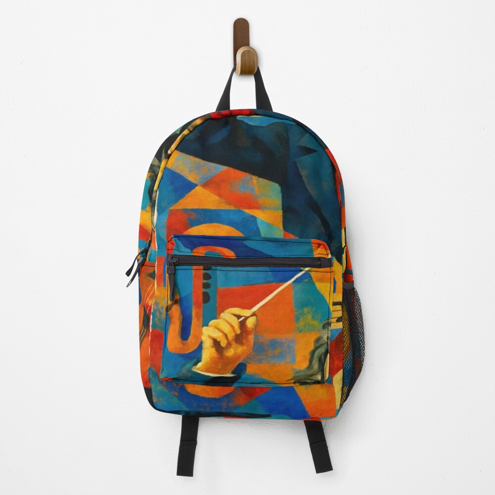 Abstract Classical Composer Music Portrait Art on a backpack