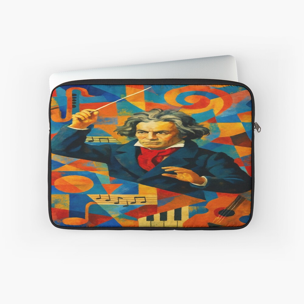 Abstract Classical Composer Music Portrait Art on a laptop sleeve