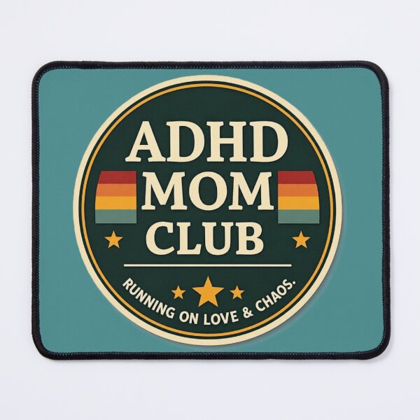 Item preview, ADHD Mom Club Running on Love & Chaos Retro Neurodivergent Mother Design designed and sold by CollectionsJEm.