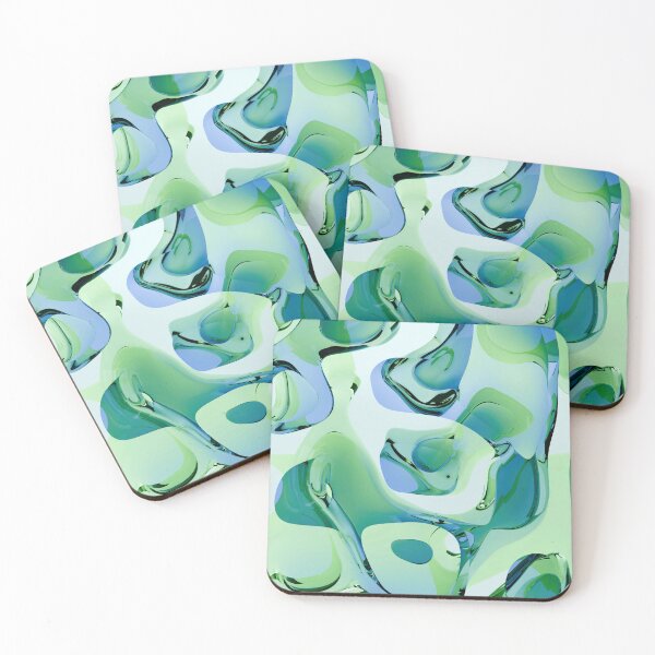 Item preview, Abstract Liquid Art: Blue and Green Flowing Shapes | Modern Digital Design designed and sold by L&L.