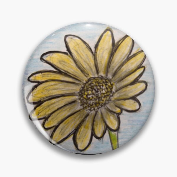 Item preview, Yellow Daisy on Blue – Hand-Drawn Flower Art with Ink and Colored Pencil designed and sold by M1234s.